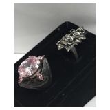 Pair of Sterling Silver rings - sizes 8 and 9.5