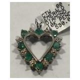 10K White Gold Heart Pendant with 0.77 carats