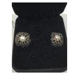 Pair of Sterling Silver earrings with Marcasite