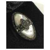 Sterling Silver brooch with Marcasite and MOP