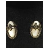 Sterling Silver earrings with Marcasite and MOP