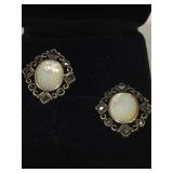 Sterling Silver earrings with Marcasite and MOP