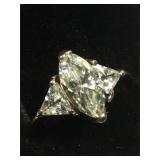 Sterling Silver ring clear stones - size 9