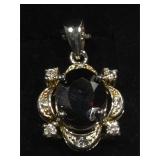 Sterling silver necklace with garnet and clear