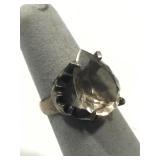 Sterling silver ring with large quartz stone -