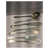 Sterling Silver butter knives and strainer spoon