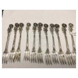 Sterling Silver small forks - rose handles - 148g