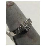 Sterling Silver ring with clear stones - size 6