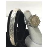 Sterling Silver bracelet adjustable size and ring