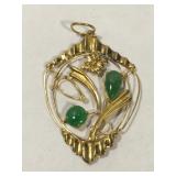 14K Gold pendant with Emeralds (tests for emerald