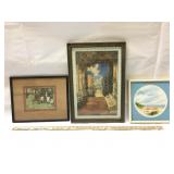 Vintage prints and watercolor