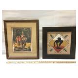 Signed NA print and sandstone art