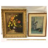 2 still life paintings - one Oil one watercolor