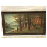 Framed painting on board signed by artist