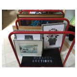Cart lot of assorted canvas, prints and more
