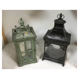 Pair of metal hangin candle lamp, approx 8x11x24
