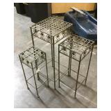 Set of 3 round metal stands, approx 11x11x27