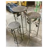 Set of 3 round metal stands, approx 11.8x28