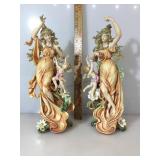 Pr Antique Bisque Art Nouveau Lady & Cherub