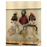 Lot of 7 antique miniature bisque character