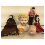 3 Vintage China head character dolls, with 3