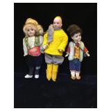 3 Antique bisque character dolls, each 6-8 inhes