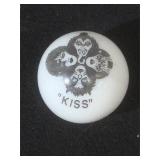 25 MM marble, white, displaying the band KISS