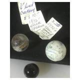 3 marbles - 19/32 black opaque, 3/4 lined