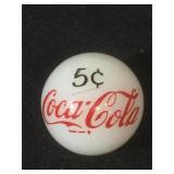 25 MM marble, white, displaying 5c Coca-Cola