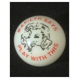 25 MM marble, white, displaying Marilyn Monroe