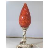 Capodimonte ornate table top lamp w/glass shade,