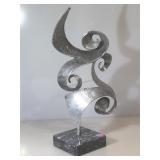 Metal abstract sculpture  w/marble base, approx