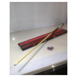 Pool cue with carrying case.