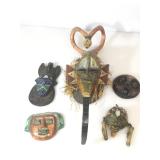 5 tribal masks, including a Baule / Guru mask