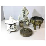 Oriental  cast iron candle holder, incense burner