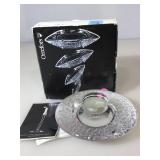 Orrefors Sweden glass candle holder w/box, approx