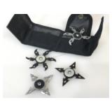 Set of 4 metal shuriken not sharp w/holster