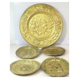 Lot of brass decorative plates, approx 23 inches