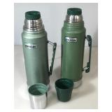 Pair of Stanley A-944D quart vacuum bottles.