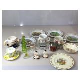Mixed assortment of glass, dishes, cups and cow