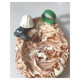 Vintage Alaskan  clay ashtray depicting the