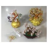 Lot of 3 Gemstone Tree of Life Trees. Some paint