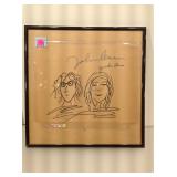 John Lennon/ Yoko Ono drawing / mixed media, 8.25