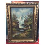Lg Mountain scene landscape painting on canvas,