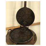 Vintage Cast iron Swiss Brateli wafer press, 5