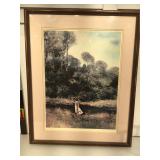 Adolf Sehring, Girl in Pink, offset Lino, Le