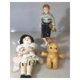 This lot has 3 dolls. The vintage baby is 9