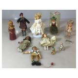 Lot of 10 dolls ranging in size from 1.5 inches
