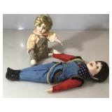 Lot of 2 vintage bisque dolls. Mann manufactured