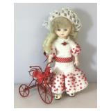 12in. Fibre Craft Doll with Tri-cycle.